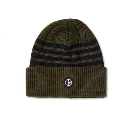 Polar  Stripe Merino Beanie Army Green O/S