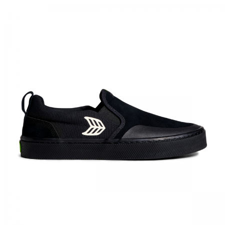 Cariuma-SLIP ON Skate PRO All Black Suede and Canvas Ivory Logo  - 9,5/42