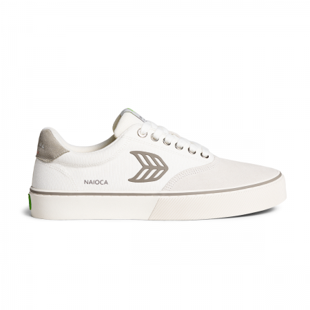 Cariuma-NAIOCA Skate Vintage White Suede Off-White Canvas Grey Logo  - 9,5/42