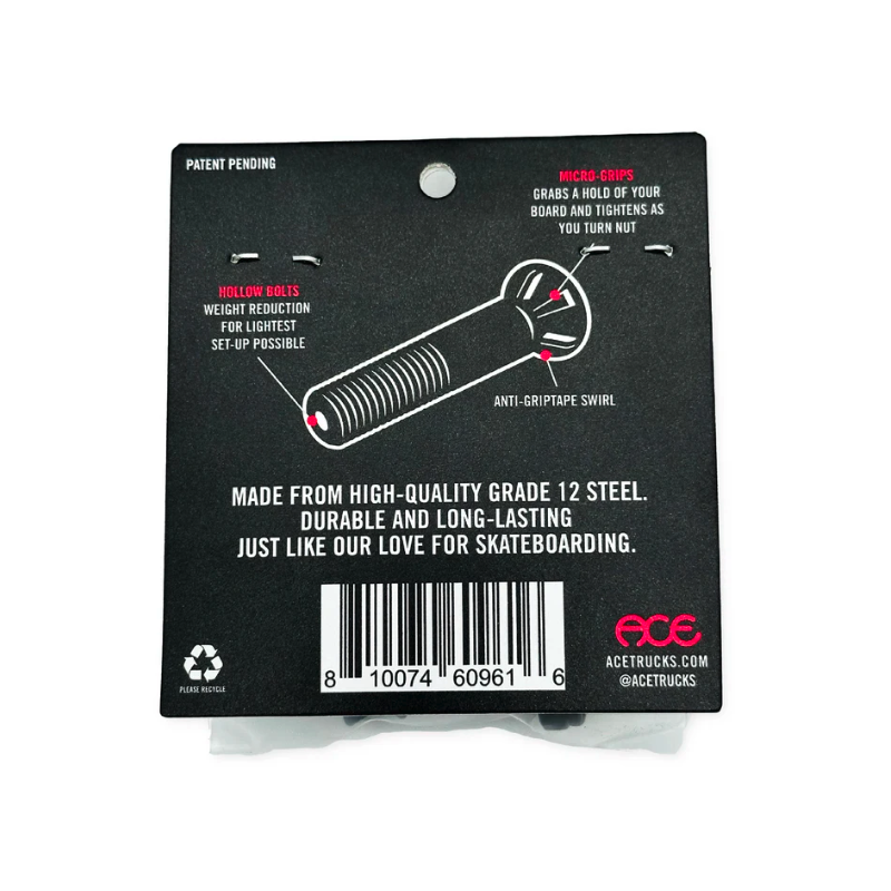 Ace AF1 HOLLOW Bolts w/ Grippers Allen 1 1/4"